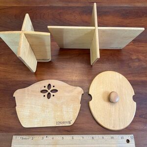 Longaberger Natural Wood Organizer Set Basket inserts 3 inserts 1 lid